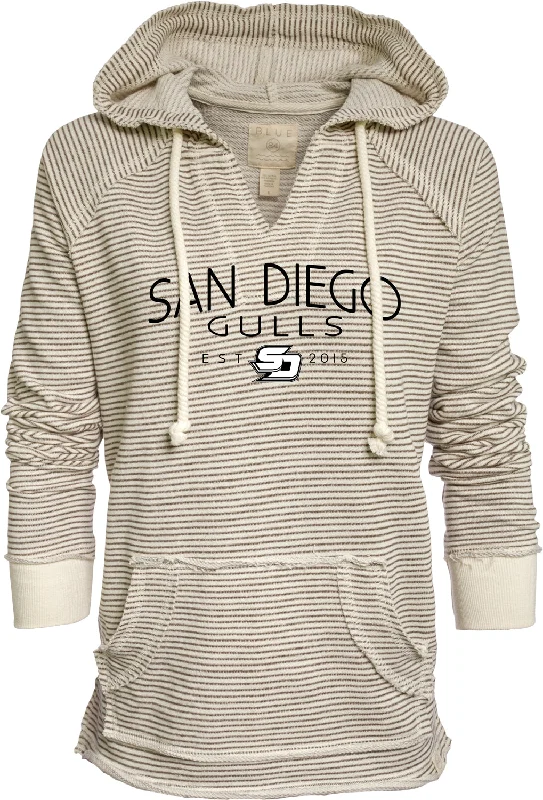Women's San Diego Gulls Low Risk V-neck Hoodie Hoodie with Hidden Zipper Minimalist Clean Women's San Diego Gulls Low Risk V-neck Hoodie Hoodie with Hidden Zipper Minimalist Clean