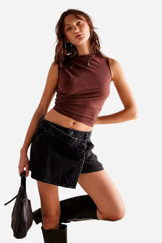 Free People Wynne Denim Skirt in Eclipse corduroy skirt durable