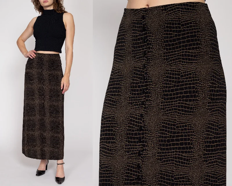 XL-1X 90s Slinky Snakeskin Print Maxi Skirt cashmere skirt soft