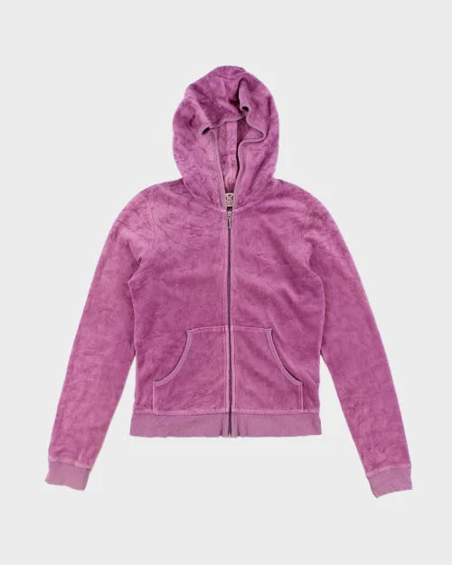 Y2k 00s Juicy Couture Hoodie - S Zip Hoodie Drawstring Kangaroo Pocket