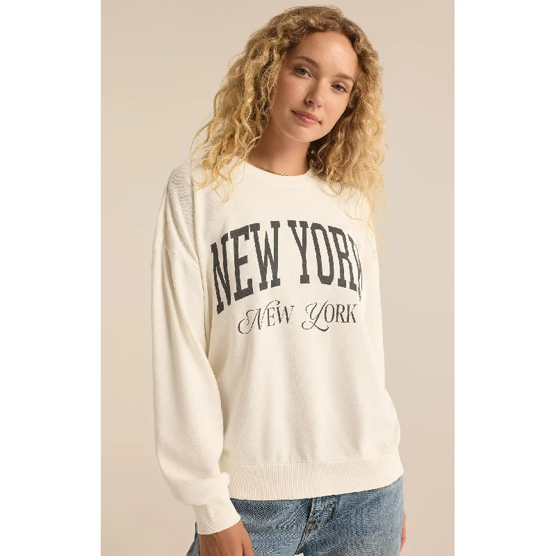 Z Supply NY NY Sunday SweatShirt Hoodie with Toggle Buttons Decorative Unique