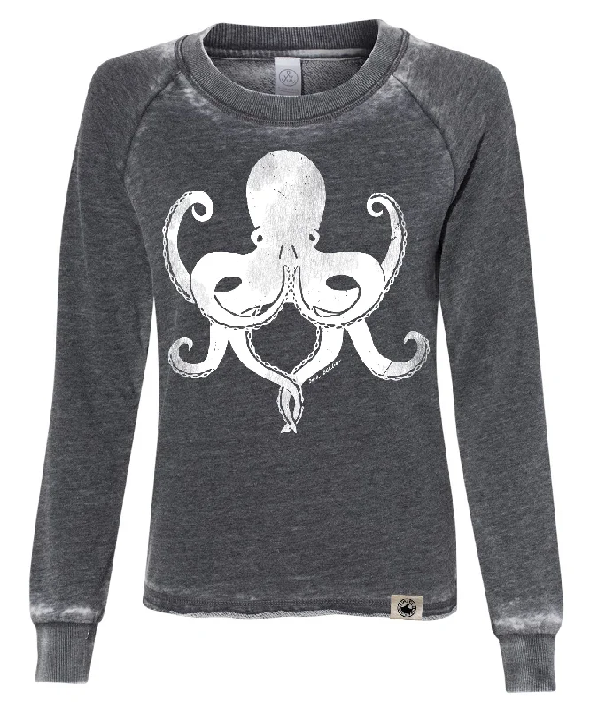 Zen Octopus Lazy Day Sweatshirt Hoodie with Button Placket Classic Preppy